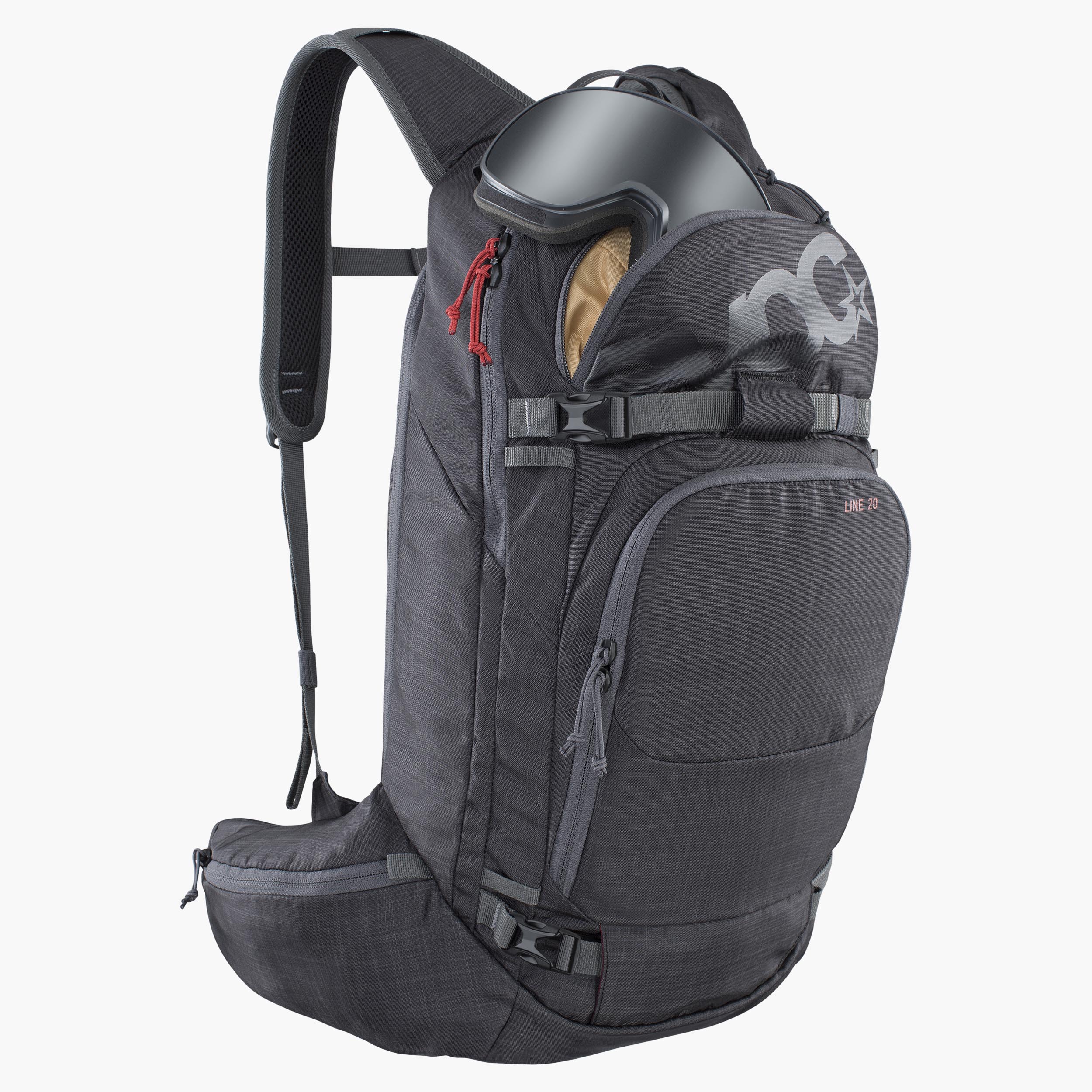 LINE 20 - Ski touring backpack with optimized load distribution, as well as ski and snowboard mounts