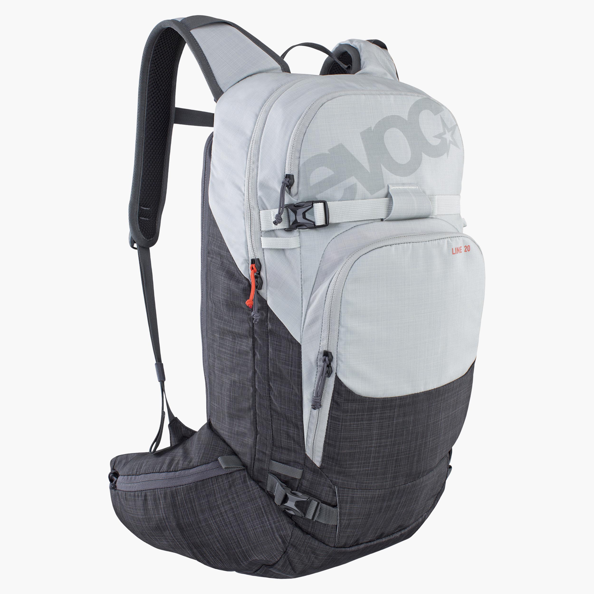 LINE 20 - Ski touring backpack with optimized load distribution, as well as ski and snowboard mounts